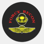 Force Recon Diver Jumpblack Round Stickers