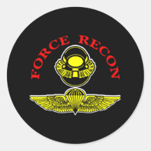 Force Recon Diver Jumpblack Round Stickers
