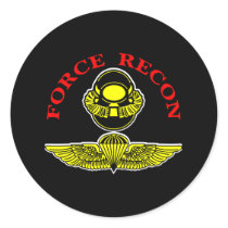 Force Recon Diver Jumpblack Round Stickers