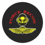 Force Recon Diver Jumpblack Round Stickers