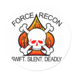 Force Recon Skull Round Stickers