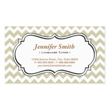 Foreign Language Tutor - Chevron Simple Jasmine Business Card Templates