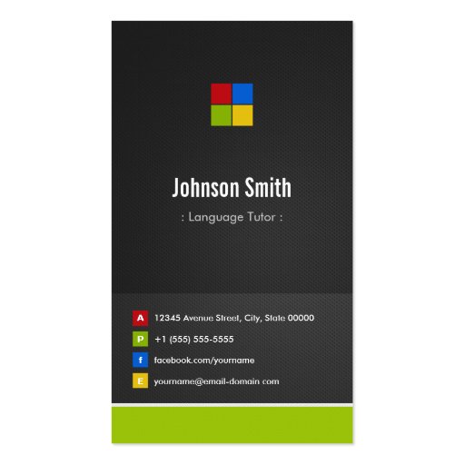 Foreign Language Tutor - Premium Creative Colorful Business Card Templates (front side)