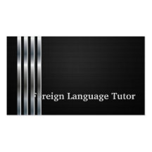 Foreign Language Tutor Professional Black Silver Business Card
