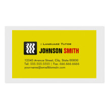 Foreign Language Tutor - Urban Yellow White Business Card Template