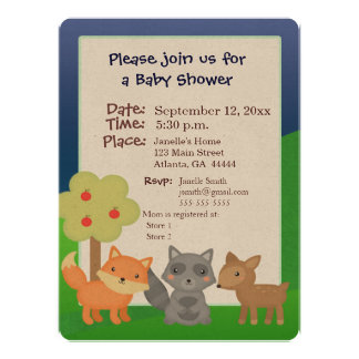 Forest animal baby shower invitation