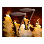 Forest Fire Beverage Glasses Candles Gold Brown Post Cards