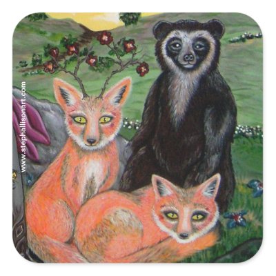 Forest Friends Square Stickers