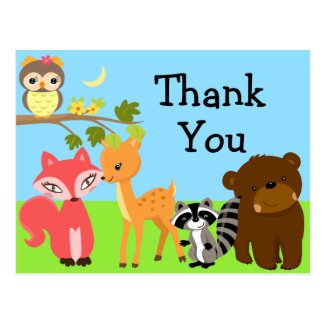 Forest Friends Woodland Thank You Postcard