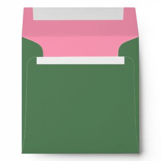 Forest Green and Pink Linen Envelopes