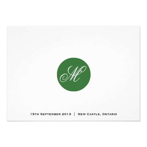 Forest Green Circle Monogram Wedding RSVP Card