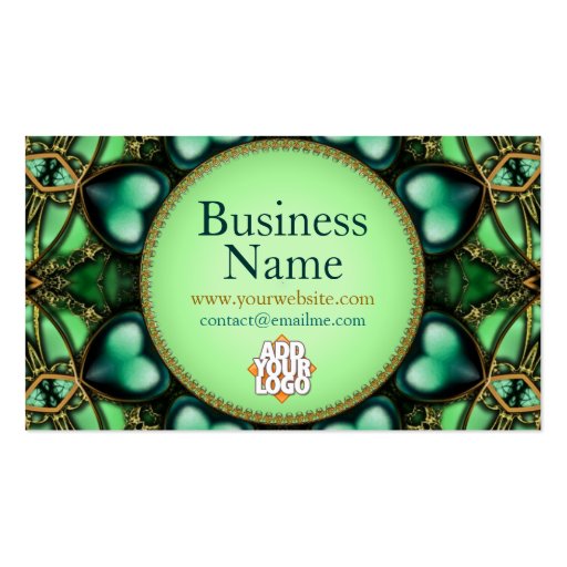 Forest Green Jewel Hearts Business Card (back side)