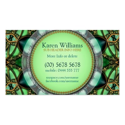 Forest Green Jewel Hearts Business Card