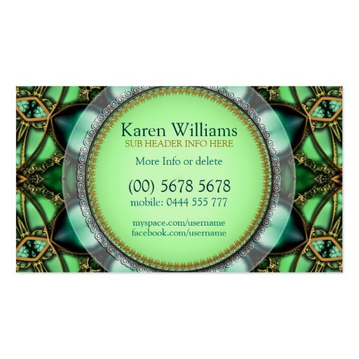 Forest Green Jewel Hearts Business Card (front side)