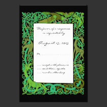 Forest Greens Celtic Animals Design Wedding RSVP invitations
