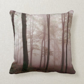 Forest Mist Tree Trunks Country Throw Pillow