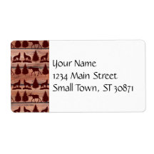 Forest Moose Wolf Wilderness Mountain Cabin Rustic Shipping Label