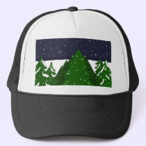 Forest of Trees on a Winter Night hats