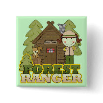 Forest Ranger - Brunette Girl Button
