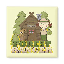 Forest Ranger - Brunette Girl Fridge Magnet