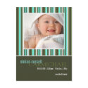 Forest Stripes Green • Baby Announcement postcards by CSKidsOccasions Forest Stripes Green • Baby Announcement postcards