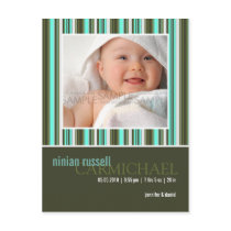Forest Stripes Green • Baby Announcement postcards