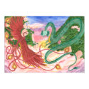 Forest Sunset Dragon and Phoenix by Melodini