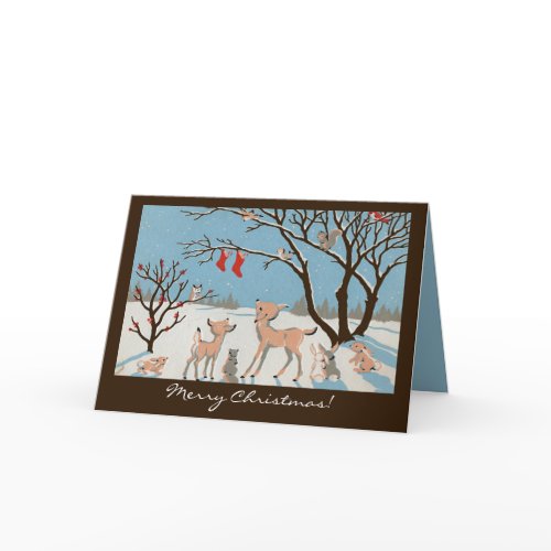 Forest Surprise Blue/Brown Christmas Cards card