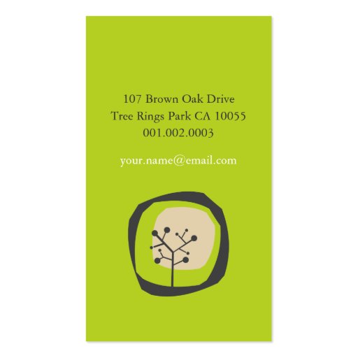 Forest Trees Rings Nature Woodland Country Modern Business Card (back side)