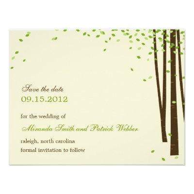 Forest Trees Save The Date Announcement - Green -