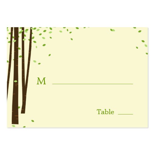 Forest Trees Wedding Flat Place Cards Business Card Template (front side)