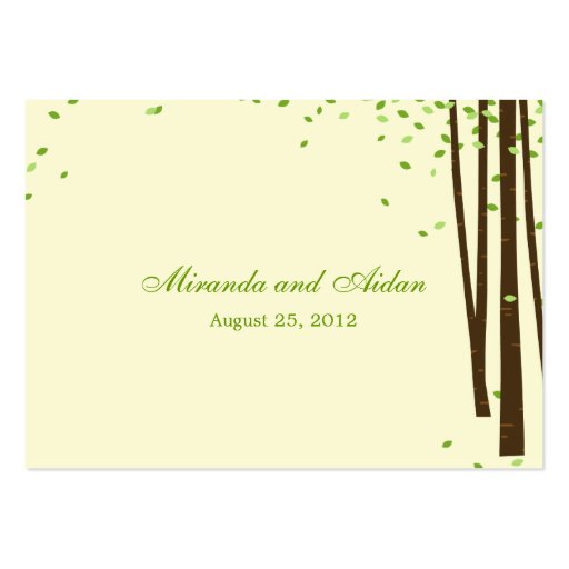 Forest Trees Wedding Flat Place Cards Business Card Template (back side)