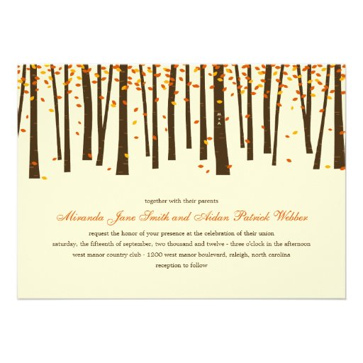 Forest Trees Wedding Invitation - Orange -