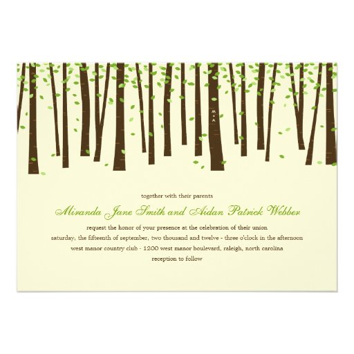 Forest Trees Wedding Invitations - Green