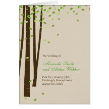 Forest Trees Wedding Program Card - Green