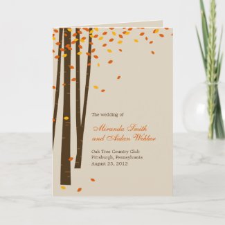 Forest Trees Wedding Program Card - Orange card
