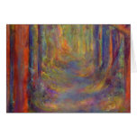 Forest Tunnel Autumn Woods Art Painting cards