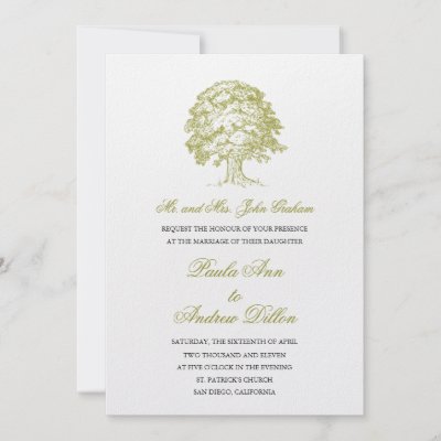 Wedding invitation with Oak tree is perfect for magical forest wedding