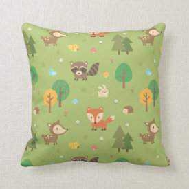 Forest Woodland Animal Pattern Kids Room Decor Pillows