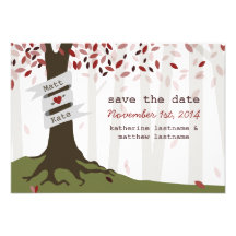 Forest Woodland Red Wedding Save The Date Personalized Invites