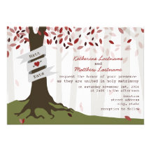 Forest / Woodland Wedding Invitation - Red