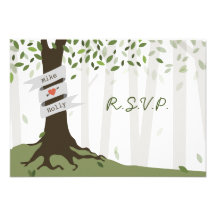 Forest / Woodland Wedding RSVP Personalized Invitations