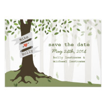 Forest / Woodland Wedding Save The Date Custom Invite