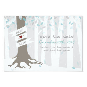 Forest Woodland Winter Snow Wedding Save The Date Invite