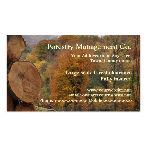Forestry autumn business card (back side)