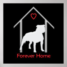Forever Home White Pitbull Logo Print