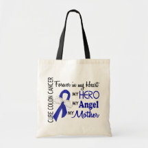 Forever In My Heart Mother Colon Cancer Canvas Bags