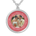 Forever love berry pink frame circle photo memento necklace