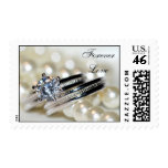 Forever Love Rings and Pearls Wedding Postage Stamps