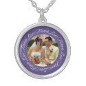 Forever love violet frame circle photo memento necklace